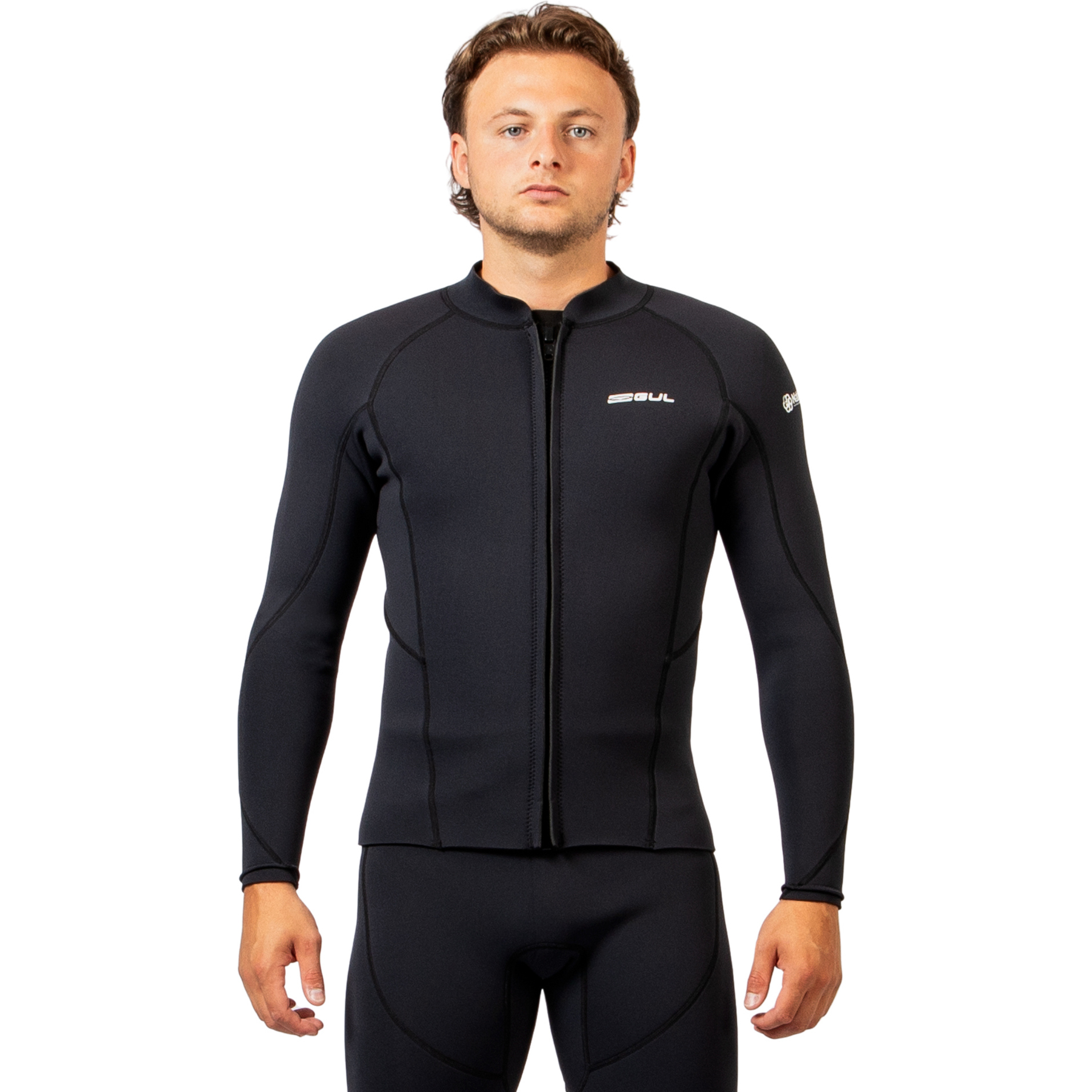 2025 Gul Mens Response Natur 3mm Front Zip Jacket RE6304-BKBK - Black